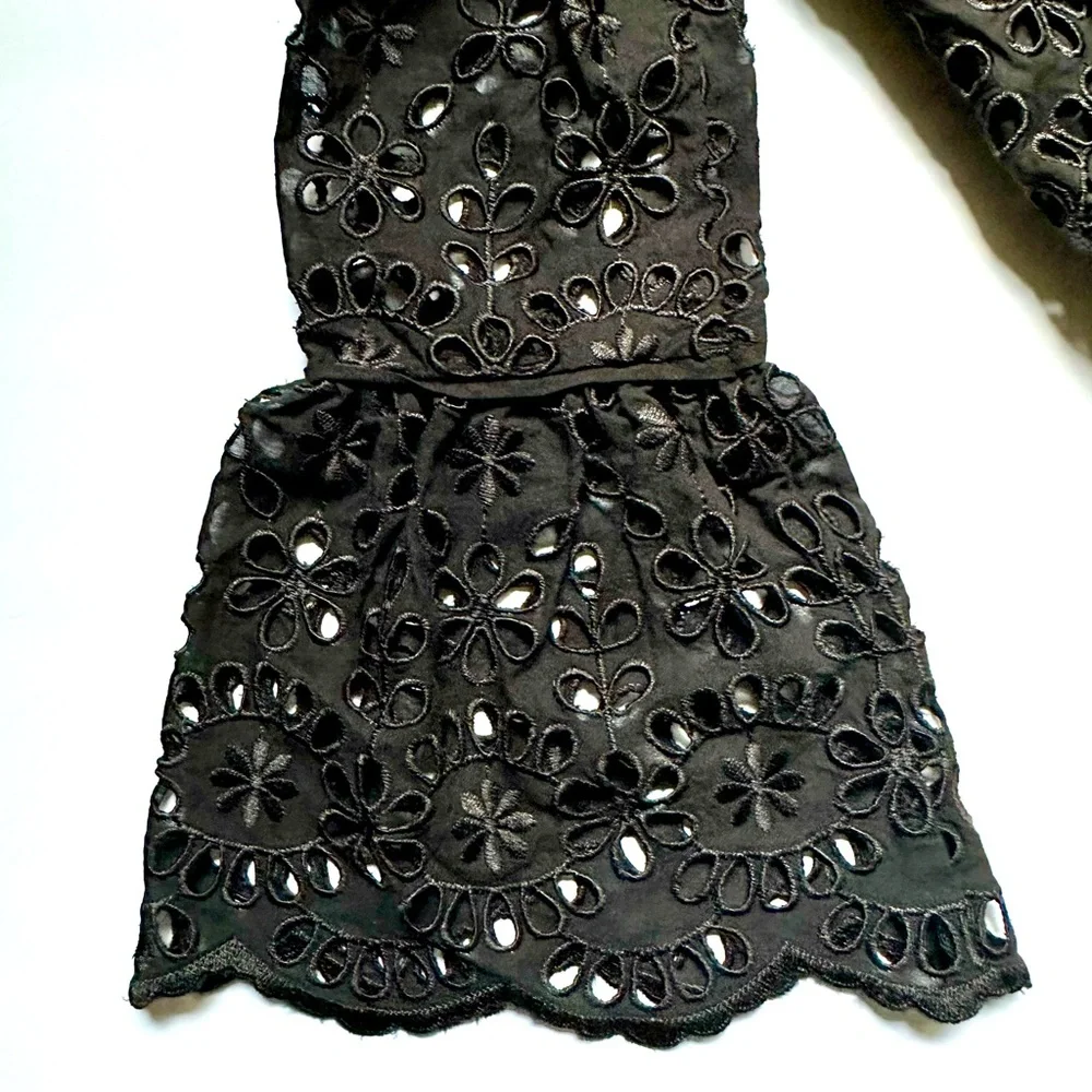 J.Crew Bell-sleeve Dress in Embroidered Eyelet size 2 black